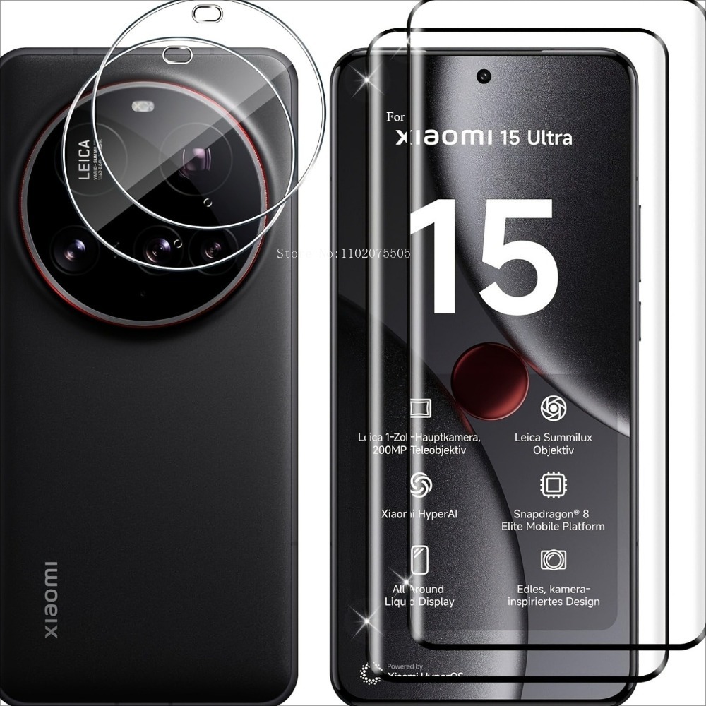 Photography Xiaomi 15 - [4-in-1]2Pcs 3D Tempered Glass+2Pcs Camera Lens