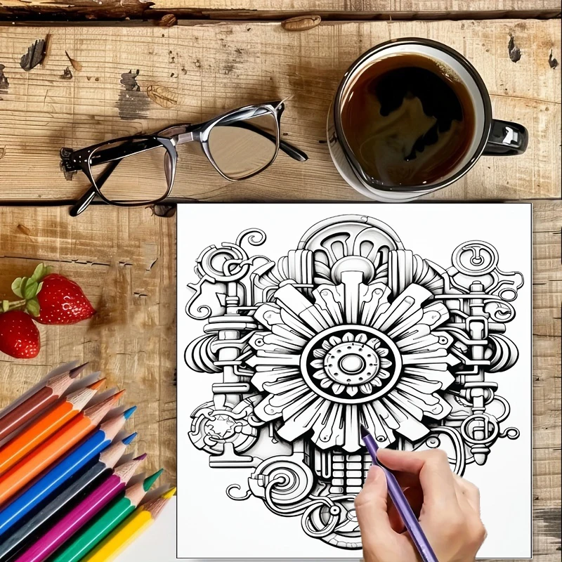 Coloring Book Steampunk Flower - Photography Of Book review and price