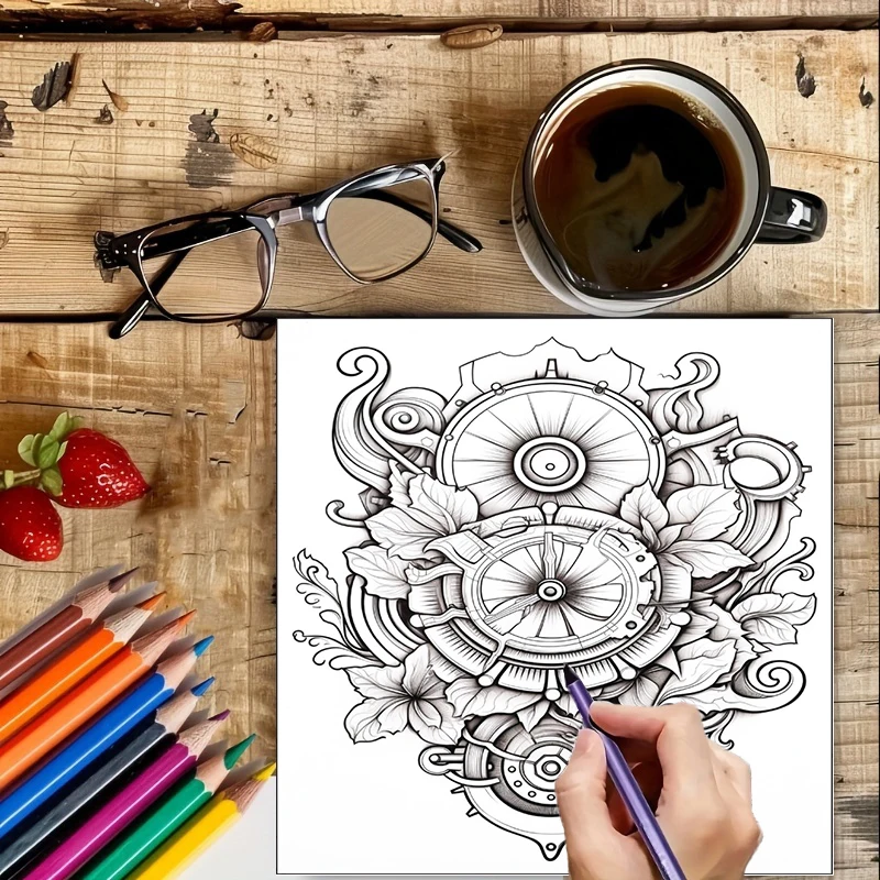 Coloring Book Steampunk Flower - Photography Of Book review and price